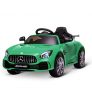 HOMCOM Coche Eléctrico para Niños Mercedes GTR con Licencia +3 Años Batería 12V con Mando a Distancia Música Faros Puerta de Doble Apertura Carga 25kg 105x58x45 cm Verde