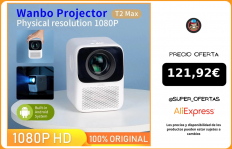 Wanbo miniproyector portátil T2 MAX, versión Global, 1080P, LED, 1920x1080P, corrección de Keystone Vertical, para el hogar y la Oficina|Control remoto inteligente|