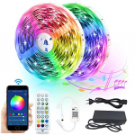 Tira de LED 10M WIFI Tira de luz LED que cambia de color Tira de LED Tira de luz de control remoto controlable a través de la aplicación Tira de fuente de alimentación para iluminar la casa, fiesta