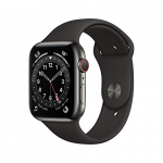 Apple Watch Series 6 (GPS + Cellular, 44 mm) Caja de Acero Inoxidable en Grafito – Correa Deportiva Negra