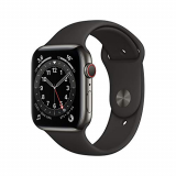 Apple Watch Series 6 (GPS + Cellular, 44 mm) Caja de Acero Inoxidable en Grafito – Correa Deportiva Negra