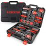 Caja Herramientas 102 en 1, X-CREATOR Maletín de Herramientas Portátil 102 Piezas, Destornillador con Cuchillo de Martillo, Herramientas Mecánicas para Reparaciones Diarias, Perfecto Hogar y Oficina