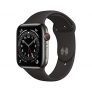 Apple Watch Series 6 (GPS + Cellular, 44 mm) Caja de Acero Inoxidable en Grafito – Correa Deportiva Negra