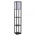 HOMCOM Lámpara de Pie con Estantería Alta de 3 Niveles con Bombilla para Salón Dormitorio Adornos Estantería Moderna para Sala Estante de Exposición Blanco y Negro 26x26x160cm