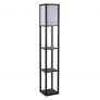 HOMCOM Lámpara de Pie con Estantería Alta de 3 Niveles con Bombilla para Salón Dormitorio Adornos Estantería Moderna para Sala Estante de Exposición Blanco y Negro 26x26x160cm