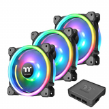 Thermaltake Riing Trio 12 LED RGB – Pack de 3 ventiladores para PC, color negro
