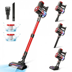 Aspiradora Escoba sin Cable 20 Kpa 2600mAh Luz Led Aspirador 4 en 1 Escoba Eléctrica 2 Succión Aspirador ciclonico sin Bolsa Potente Aspirador de Mano Alfombras Pelo Mascota Suelo Sofá PRETTYCARE W100