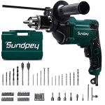 Sundpey Taladro Percutor,Taladros de Impacto 710w,2800 RPM, 220V,Golpe/Perforación con Martillo Modo,13mm,80 piezas,Mango Giratorio de 360°,Medidor de Profundidad,Botón de Velocidad Variable,Maletín