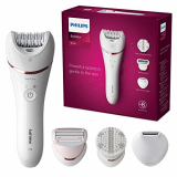 Philips Serie 8000 BRE735/00 Depiladora eléctrica, discos cerámicos, cabezal ancho, vello en una sola pasada, luz Opti-light, uso en seco y húmedo, 8 accesorios para piernas y cuerpo