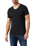 Tommy Hilfiger Core Stretch Slim Vneck tee Camiseta, Negro (Flag Black 083), Medium para Hombre