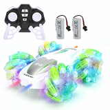 Yideng Coche de control remoto giratorio de 360°, 2.4 Ghz de alta velocidad doble cara Flip RC Stunt Truck con luces LED USB recargable RC Coche, juguete de regalo para niños y niñas