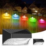 FISHOAKY Luz Solar Exterior Jardin, Luces Solares LED Exterior Jardin 2pack con Luz Blanca Cálida y RGB, IP65 Luz Solar Exterior Resistentes al Agua para Decoración de Jardín Exterior