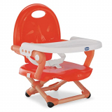 Chicco Pocket Snack Alzador de Silla para Niños para Comer, Apto de 6 Meses hasta 3 Años (15 kg), Trona de Viaje Portátil y Ajustable para Bebés, Compacta y con Bandeja Desmontable – Rojo (Poppy Red)