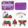 Ballery Juguetes de Madera, Shapes Puzzle Montessori Puzzle de Madera Puzzle Montessori Juegos Juegos Educativos Regalo para 3 4 5 6 Años (34 Madera Modelo Bloques + 60 Piezas Tarjetas de Diseño)