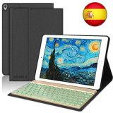 SENGBIRCH Teclado Funda para iPad 10.5, Funda Protectora Slim Fit con Retroiluminado con Retroiluminación de 7 Colores y Teclado Bluetooth para iPad Air 3 2019-iPad Pro 10.5 2017 (Negro)