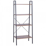 HOMCOM Estantería de Escalera Industrial Librería con 4 Estantes Estantería Escalonada de Pie para Baño Salón Terraza 60x35x145cm Acero y Madera