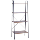 HOMCOM Estantería de Escalera Industrial Librería con 4 Estantes Estantería Escalonada de Pie para Baño Salón Terraza 60x35x145cm Acero y Madera