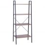 HOMCOM Estantería de Escalera Industrial Librería con 4 Estantes Estantería Escalonada de Pie para Baño Salón Terraza 60x35x145cm Acero y Madera