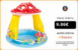 INTEX Piscina bebé con parasol 102x102x89 cm, Piscina infantil, Bañera bebe hinchable, Juego de piscina hinchable, piscina|Balsas de piscina e inflables|