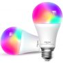 Bombilla LED Wifi Inteligente Multicolor – Luces Cálidas/Frías RGBWW, Lámpara Regulable, 9W E27, 2700-6500K, Compatible con Alexa,Google Home y SmartThings, Paquete de 2, meross