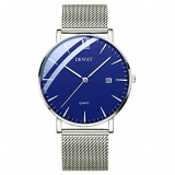 DKWAT Reloj Hombre Mujer Plata Cuarzo 3ATM Impermeable Analogicos Fecha Ultra Fino Moda Minimalista Clásico Negocios Casual Elegante Deportivo Correa de Acero Inoxidable Malla