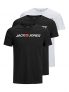 Jack & Jones JJECORP Logo tee SS Crew Neck 3PK MP Camiseta, White/Pack:1black 1navy Blazer 1 White, M para Hombre