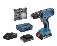 Bosch Professional 18V System Taladro percutor a batería GSB 18V-21 (incl. batería de 2×2,0 Ah, juego de accesorios de 40 piezas, en L-BOXX 136) – Amazon Exclusive Set