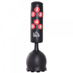HOMCOM Saco de Boxeo de Pie 165 cm con Base Rellenable de Agua 22,5 kg o Arena 27,5 kg y Ventosas de Goma para Adultos y Niños 50x50x165 cm Negro