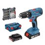 Bosch Professional 18V System GSB 18V-21 – Taladro percutor a batería (55 Nm, 1800 rpm, 2 baterías x 2,0 Ah, set 40 puntas, en L-BOXX) – Amazon Edition