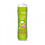 Control Lub Tropical – Gel Lubricante con Aroma a Fruta de la Pasión – 75 mililitros – Base acuosa – Compatible con Preservativo – Hipoalergénico – Sin azúcar – No mancha – Color Transparente