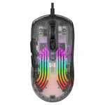 Zienstar-Ratones para Juegos USB con Carcasa de Cristal Transparente,Clic Silencioso,Retroiluminación RGB,7200 dpi-Negro