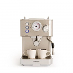 CREATE / THERA CLASSIC / Cafetera Espress Semiautomática Plateada para Espresso y Cappuccino / Presión 20 Bares, Capacidad 1,25 L, 1100W, Vaporizador Orientable, Acero Inoxidable