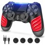 Zcity Mando PS4, Mando Inalámbrico para Playstation 4, Controlador Inalámbrico Gamepad Doble Vibración para Playstion 4, Bluetooth Joystick PS4 con Cable y Agarres para el Pulgar