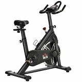 HOMCOM Bicicleta Estática con Resistencia Variable Volante de Inercia de 10 kg Sillín y Manillar Ajustables en Altura Pantalla LCD y Pulsómetro 110x57x108-114 cm Negro