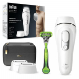 Braun Silk-expert Pro 5 Depiladora Hombre Luz Pulsada IPL, Cabezal de Precisión Ancho y Maquinilla Afeitar Gillette Body, Alternativa a la Depilación Láser en Casa, PL 5145, Última Generación, Blanca