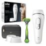 Braun Silk-expert Pro 5 Depiladora Hombre Luz Pulsada IPL, Cabezal de Precisión Ancho y Maquinilla Afeitar Gillette Body, Alternativa a la Depilación Láser en Casa, PL 5145, Última Generación, Blanca