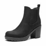 DREAM PAIRS Botines Chelsea Mujer de Tacón Ancho Plataforma Otoño Invierno Botas Cortas al Tobillo Mujer NEGRO/PU FRE-E Talla 36 (EUR)