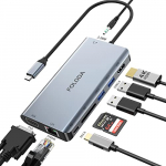 Hub USB C HDMI, USB C Docking Station con 4 K, PD 3.0, Ethernet, Power Delivery 100 W, USB 3.0, Lector de Tarjetas SD, Adaptador USB C Compatible con MacBook Pro/Air, Ordenador portátil