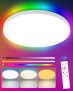 Plafón LED Redondo Plano, 24W 1920LM Lámpara Ultra Fina Regulable con Mando a Distancia RGB+3000-6500K Lámpara de Techo Dormitorio con Función de Memoria Temporizador para Cocina Salón Pasillo