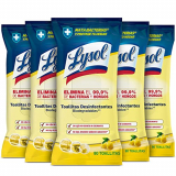 Lysol Toallitas Desinfectantes Superficies Multiusos, elimina bacterias y hongos, sin lejía, aroma Limón Megapack 80 x 5, total 400 toallitas