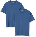 Amazon Essentials – Pack de 2 camisetas de manga corta y corte holgado con cuello redondo y bolsillo para hombre, Azul (Blue Blu), US M (EU M)