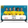 CHiQ Televisor Smart TV LED 43 Pulgadas, Resolución 4K UHD, HDR 10/HLG, WiFi, Bluetooth (Solo Auriculares y Altavoces), Netflix, Prime Video, Youtube, HDMI ARC, USB – U43H7L