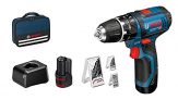 Bosch Professional 12V System Taladro percutor a batería GSB 12V-15 (incl. 2×2,0 Ah batería + cargador, 2 juegos de brocas, 1 juego de Bit, en bolsa) – Amazon Exclusive Set