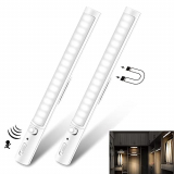 Luz Armario de 21 LED con sensor de movimientos, 3 modos Lámpara nocturna inalámbrica portátil para Pasillo Cocina, Magnético, Funciona con pilas(2 PCS)