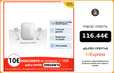 Apple Airpods V2 2019, auriculares inalámbricos originales con estuche de carga, lightning, conexión bluetooth, siri,|Auriculares y audífonos|