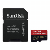 SanDisk Extreme PRO – Tarjeta de memoria de 32 GB microSDHC UHS-I + adaptador SD, velocidad de lectura hasta 100 MB/s, Clase 10, U3, V30 y A1