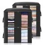 GARPROVM Bolsa de Almacenamiento de Ropa de Grande Capacidad con compartimento, Caja Almacenaje Ropa con Asa Reforzada y Cremallera Robusta para Edredones,Mantas (Negro, 4pcs)