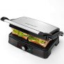 Aigostar Hitte – Parrilla Eléctrica, Grill, Sandwichera y Máquina de Panini,1500W de Potencia, 2 Placas de Cocinado Independientes Antiadherentes, Apertura 180º, Temperatura Regulable.
