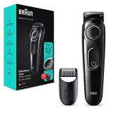 Braun Recortadora de Barba, Máquina Cortar Pelo, Cortapelos Hombre para Cara y Pelo con Láminas Afiladas de Larga Duración y Maquinilla Gillette, 20 Ajustes de Longitud, 3 BT3322, Negro