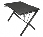 Trust Mesa Gaming Dominus GXT 711 Ergonómico, Soporte para Vasos y Auriculares, Sistema de Gestión de Cables – Escritorio Gaming 115 x 75 x 76 cm – Negro